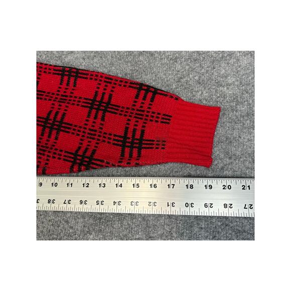 Vintage Hasting & Smith Scottie Scottish Terrier Dog Red Checkered Sweater Sz L - Picture 8 of 11